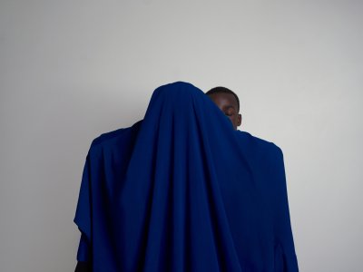 Worn Navy Blue Hijab, Blue Note