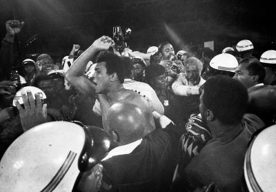 Ali has just knocked out Foreman, Kinshasa, Zaire